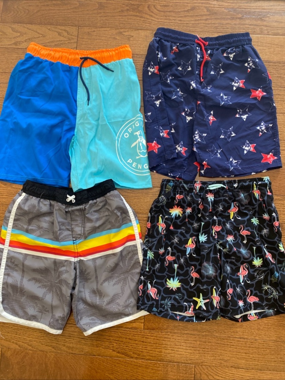 Original Penguin Boys Blue & Teal Colorblock Swim Shorts Size 10/12